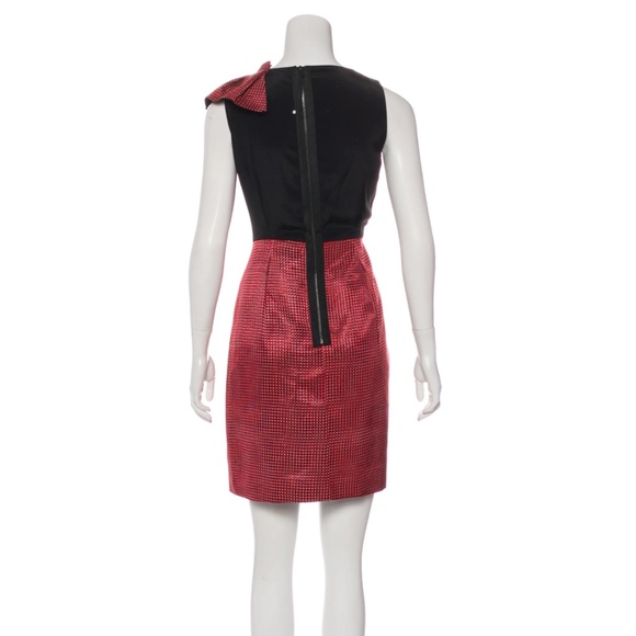 MaxMara SportMax Sleeveless A-Line Pleat Dress Red Black Size: US6, IT42 - Picture 3 of 5